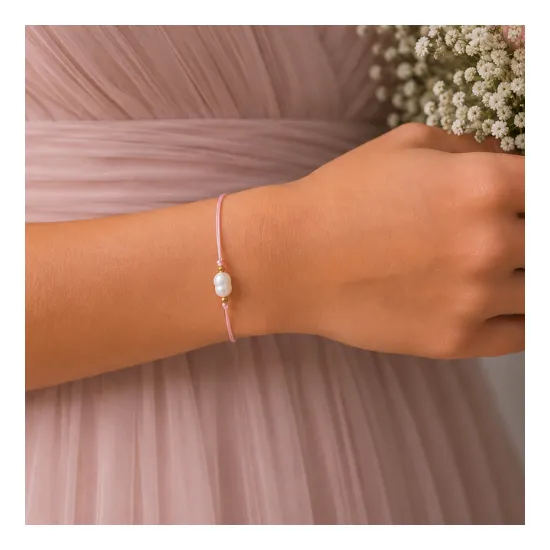 Bransoletka z naturalną perłą na Wieczór Panieński | Personalizowany prezent dla Druhen Team Bride | Pamiątka Wieczoru Panieńskiego